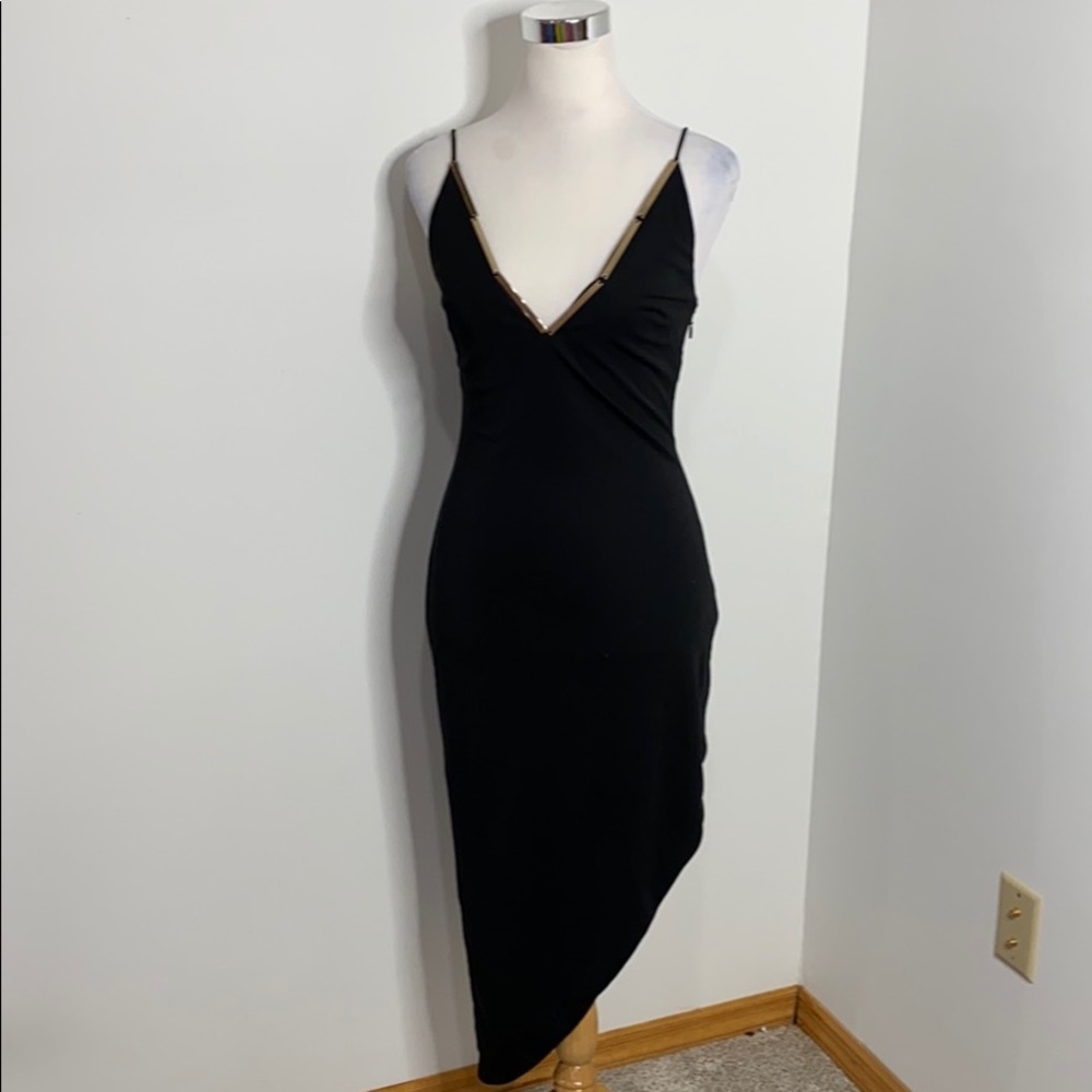 Bebe deep v cut asymmetrical dress